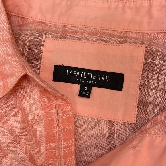 Lafayette 148 Pink Linen Button Down Shirt Sz S - Picture 4 of 5